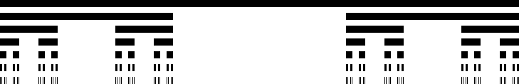 729px-Cantor_set_in_seven_iterations.svg ציור של האיטרציות הראשונות בבניית קבוצת קנטור